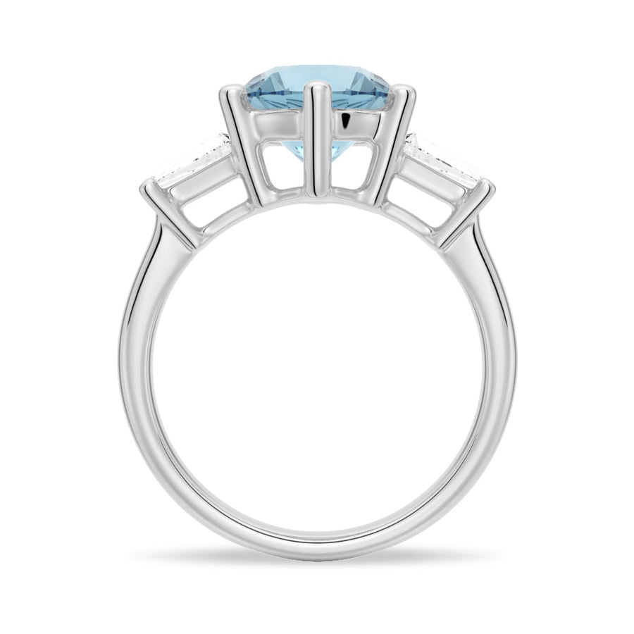 Natural Sky Blue Topaz Three Stone Ring-1 CT.