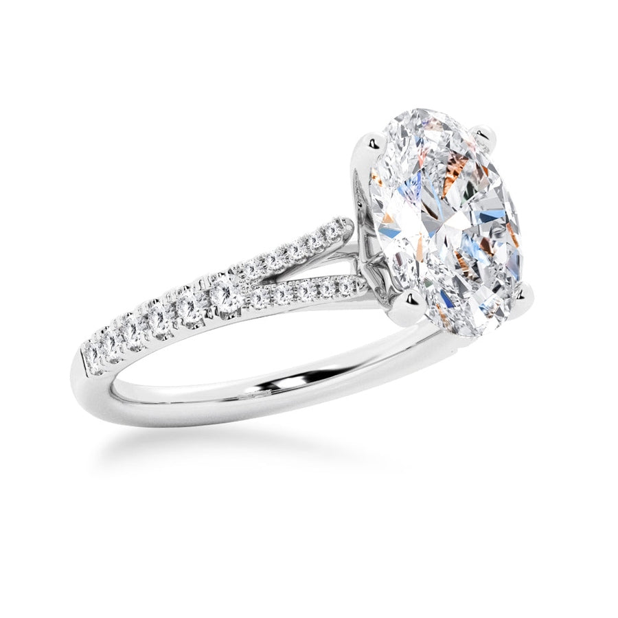 Oval Cut Split-Shank Moissanite Engagement Ring