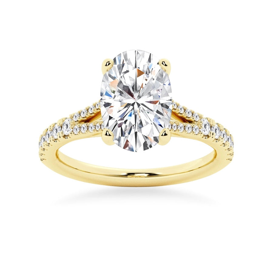 Oval Cut Split-Shank Moissanite Engagement Ring