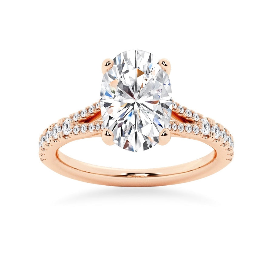 Oval Cut Split-Shank Moissanite Engagement Ring