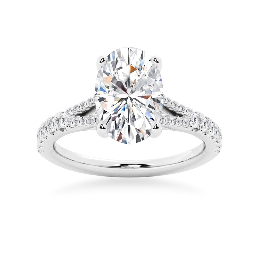 Oval Cut Split-Shank Moissanite Engagement Ring