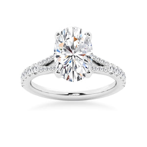 Oval Cut Split-Shank Moissanite Engagement Ring