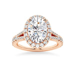 Oval Cut Split-Shank Moissanite Halo Engagement Ring