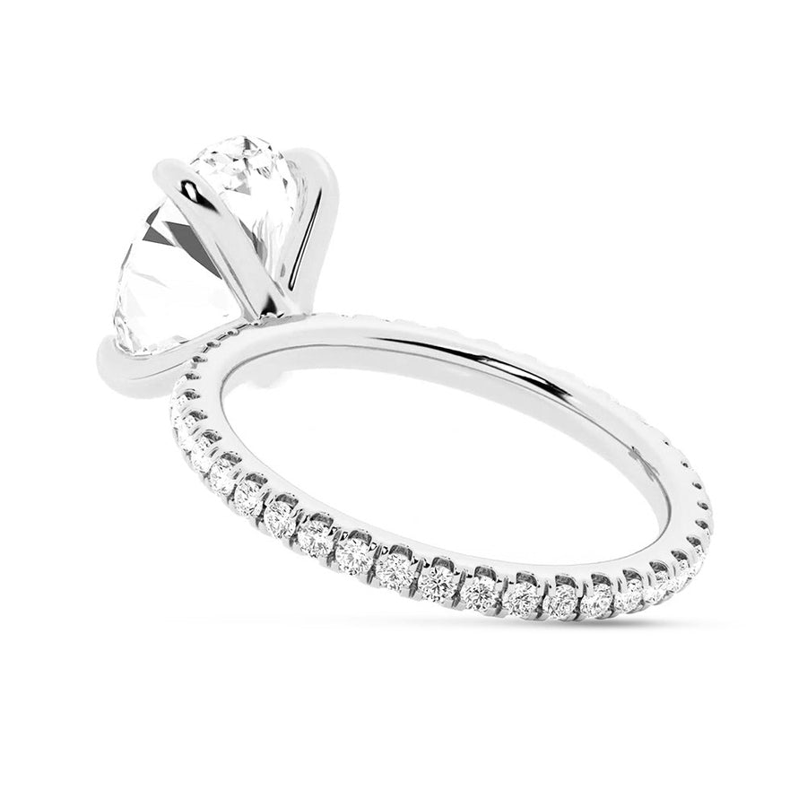 Oval Moissanite Engagement Ring With Eternity Pave Band