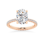 Oval Moissanite Engagement Ring With Eternity Pave Band