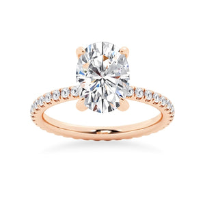 Oval Moissanite Engagement Ring With Eternity Pave Band