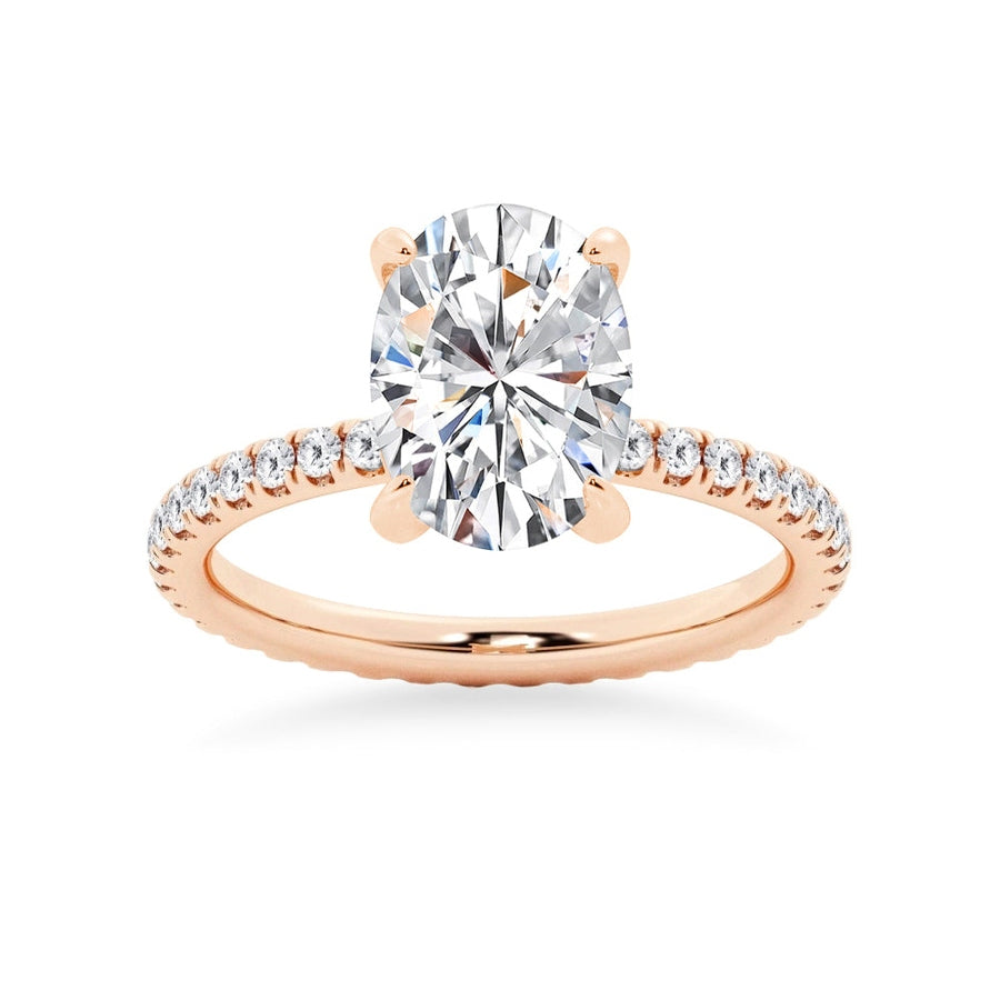 Oval Moissanite Engagement Ring With Eternity Pave Band