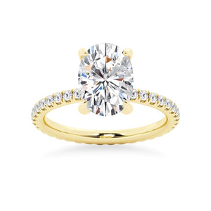 Oval Moissanite Engagement Ring With Eternity Pave Band