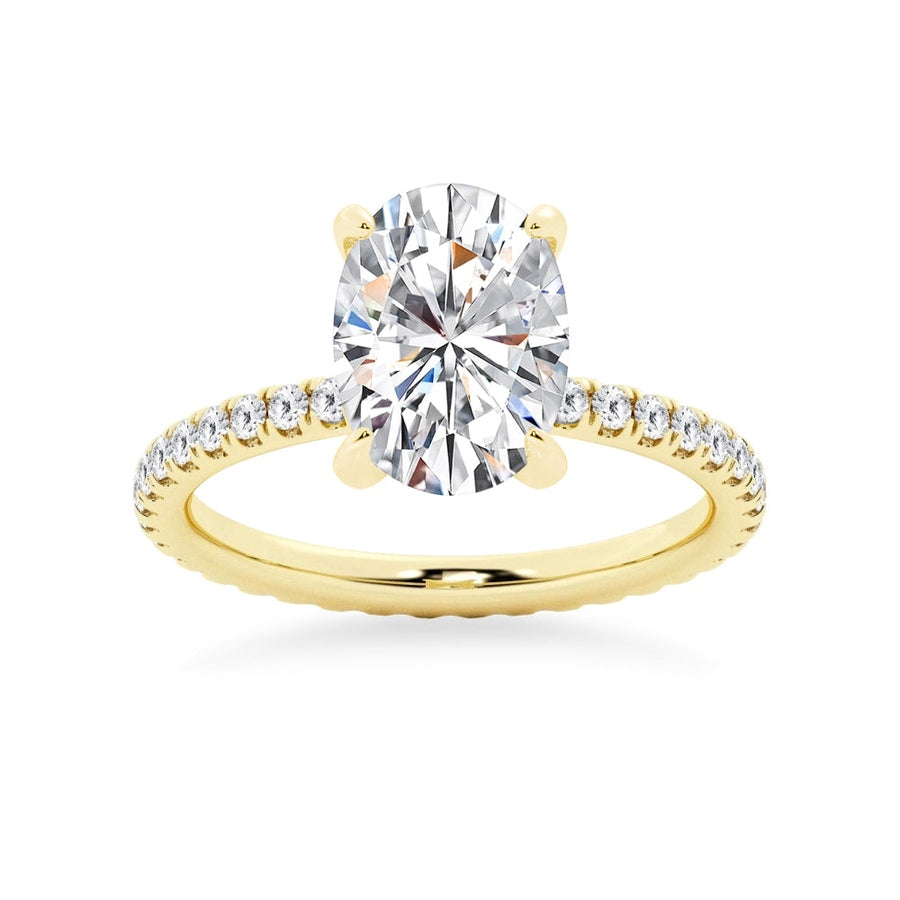 Oval Moissanite Engagement Ring With Eternity Pave Band