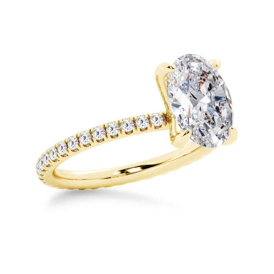 Oval Moissanite Engagement Ring With Eternity Pave Band