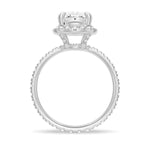 Oval-Shaped Micropavé Halo Moissanite Engagement Ring With Eternity Band