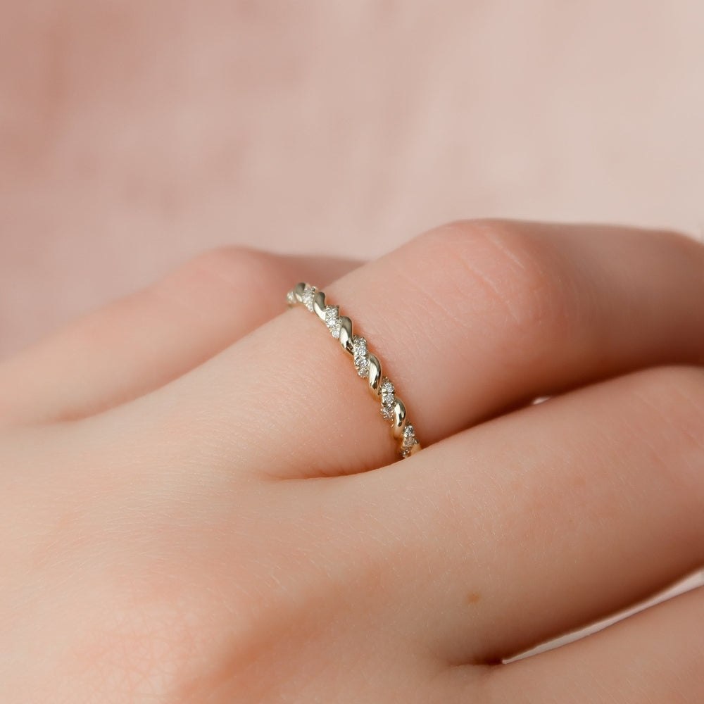 Pave Delicately Braided Wedding Band