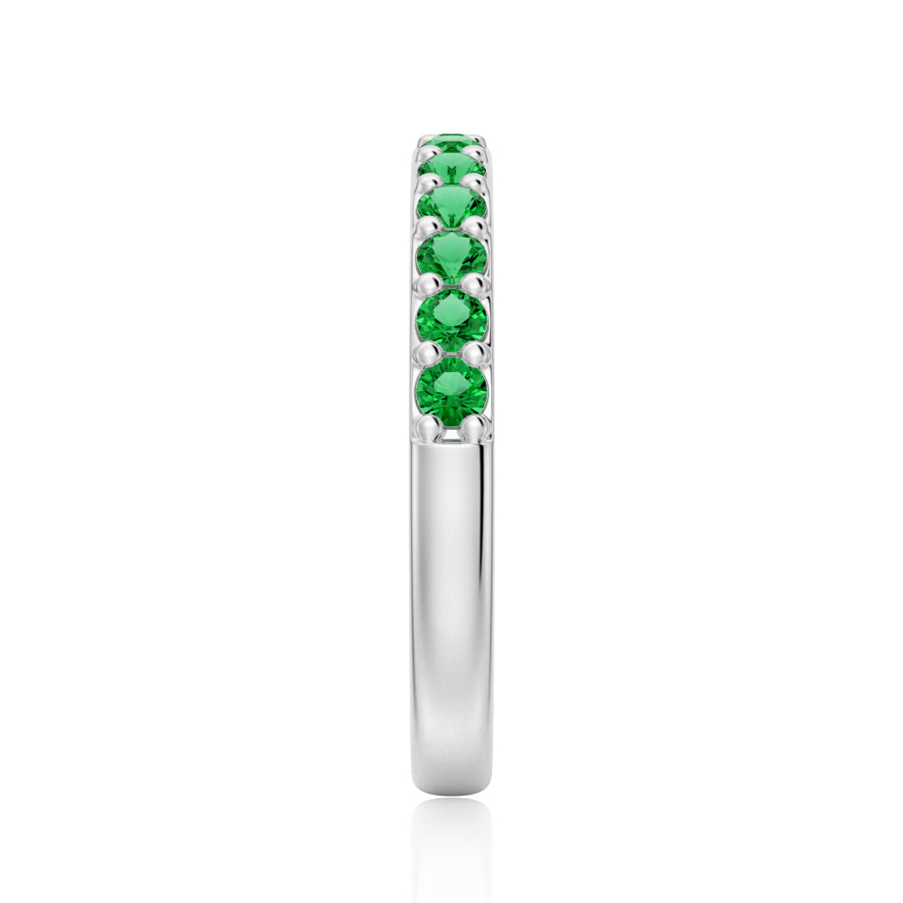 Pavé Emerald Half Eternity Wedding Band