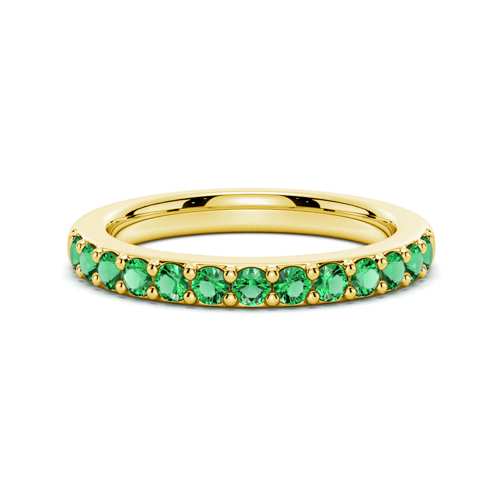 Pavé Emerald Half Eternity Wedding Band