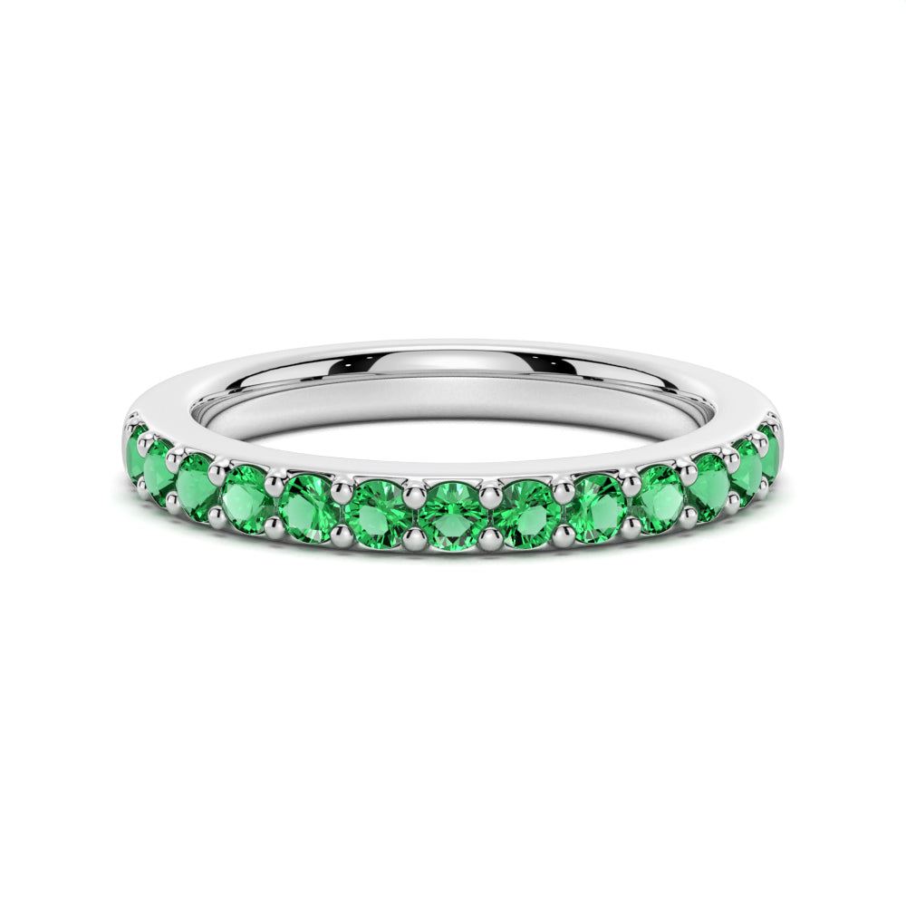 Pavé Emerald Half Eternity Wedding Band