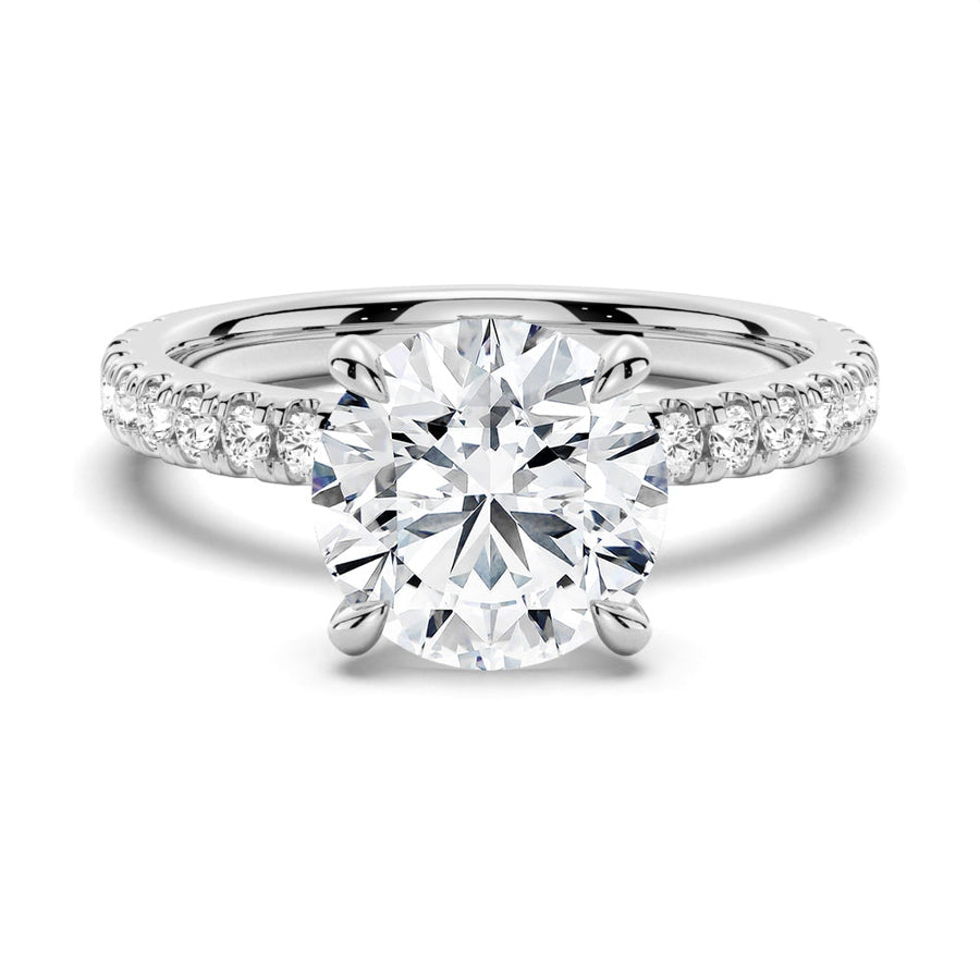 Pavé Set Round Moissanite Engagement Ring With Hidden Halo