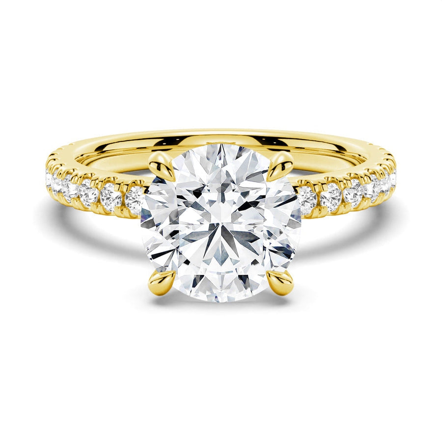 Pavé Set Round Moissanite Engagement Ring With Hidden Halo