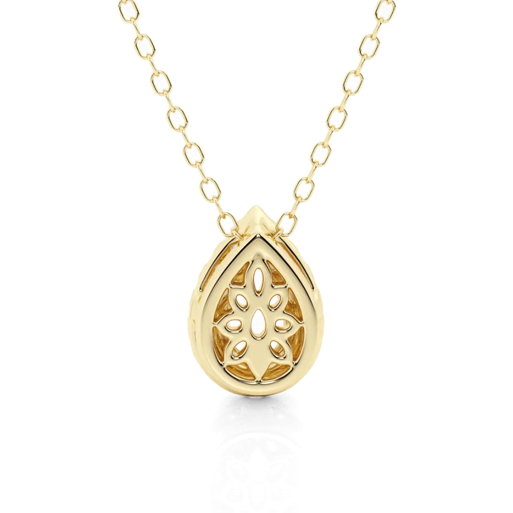 Pear Cut Moissanite Pavé Set Halo Necklace