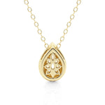 Pear Cut Moissanite Pavé Set Halo Necklace