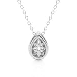 Pear Cut Moissanite Pavé Set Halo Necklace