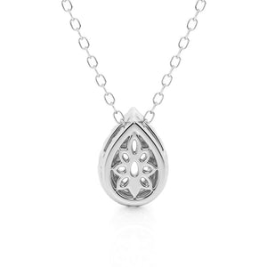 Pear Cut Moissanite Pavé Set Halo Necklace