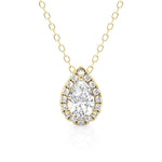 Pear Cut Moissanite Pavé Set Halo Necklace