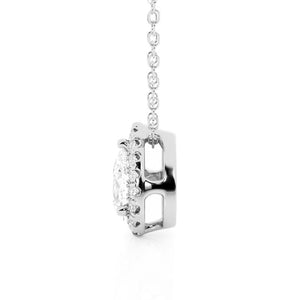 Pear Cut Moissanite Pavé Set Halo Necklace