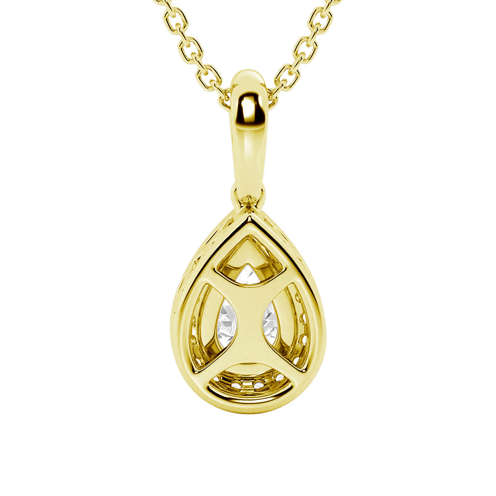 Pear Shape Moissanite Halo Necklace