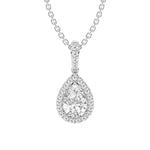 Pear Shape Moissanite Halo Necklace