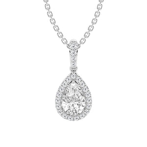 Pear Shape Moissanite Halo Necklace