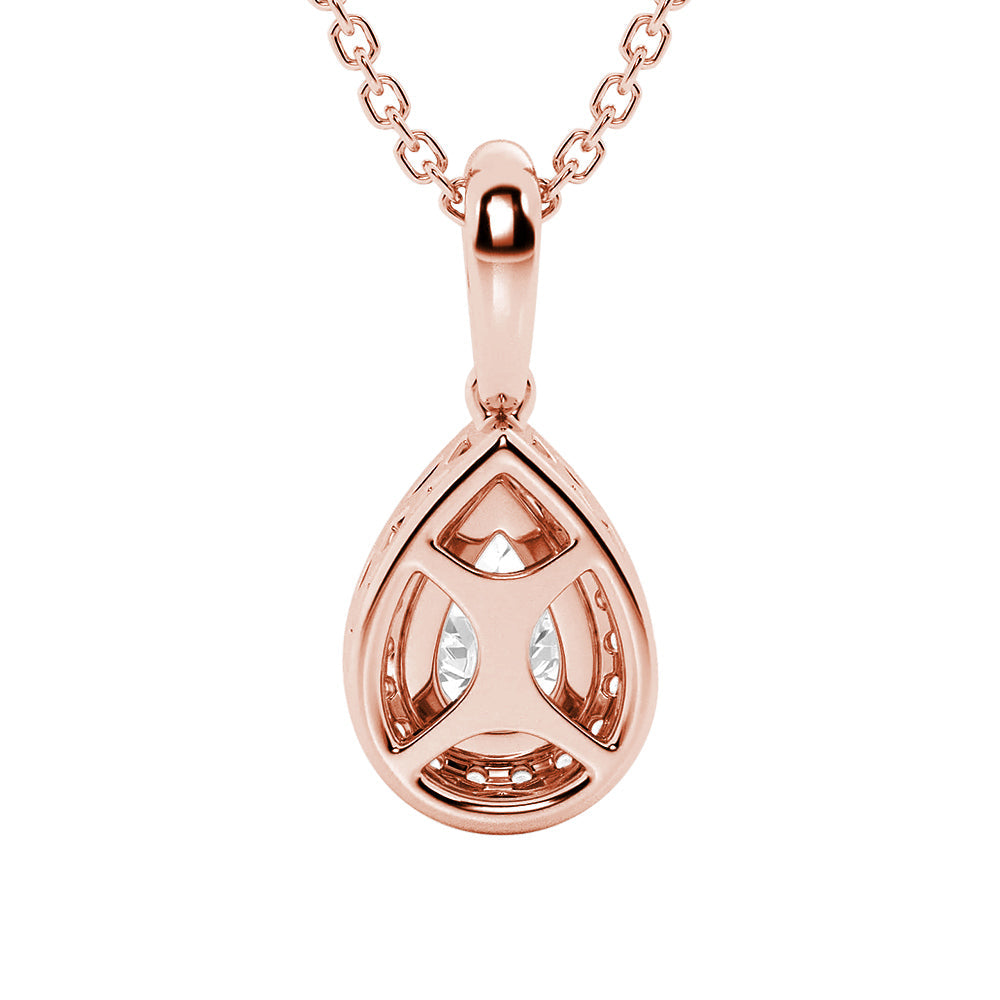 Pear Shape Moissanite Halo Necklace