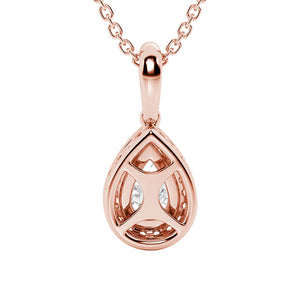 Pear Shape Moissanite Halo Necklace