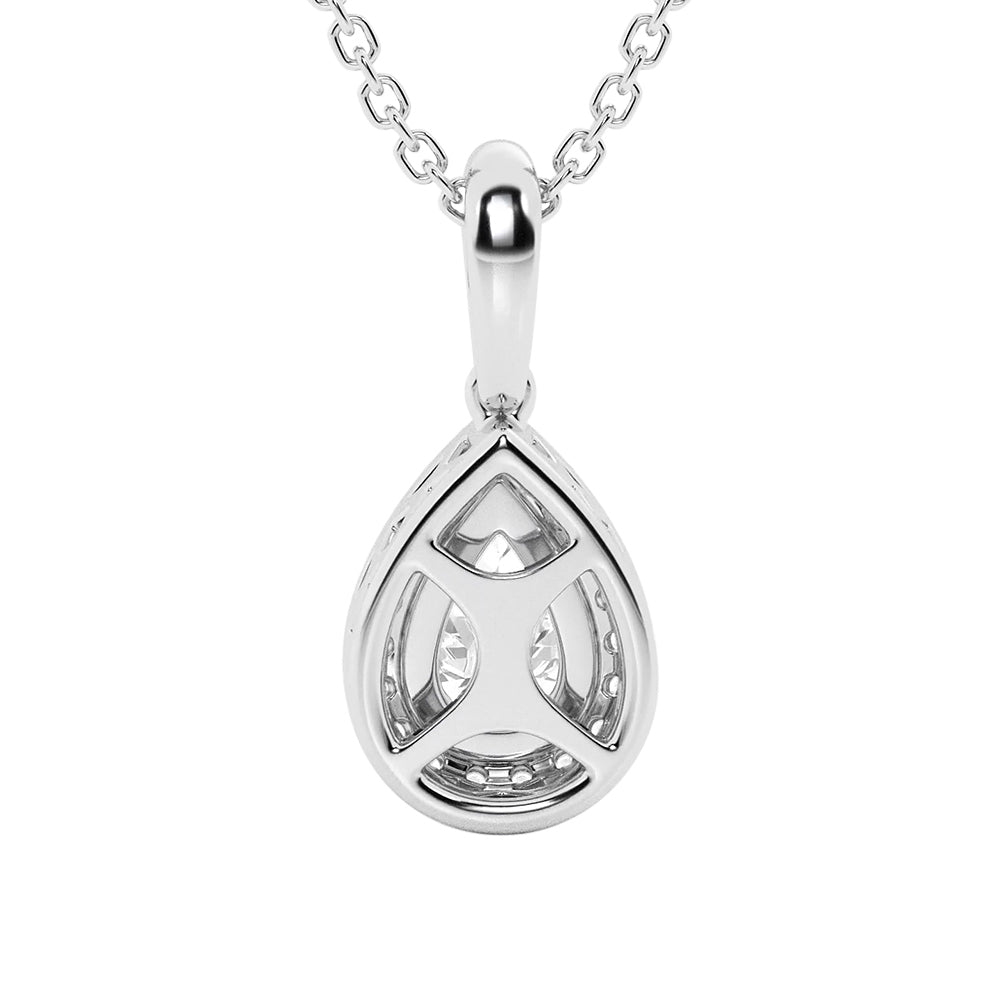 Pear Shape Moissanite Halo Necklace