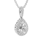 Pear Shape Moissanite Halo Necklace