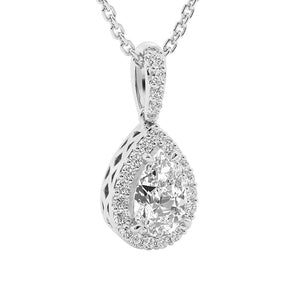 Pear Shape Moissanite Halo Necklace