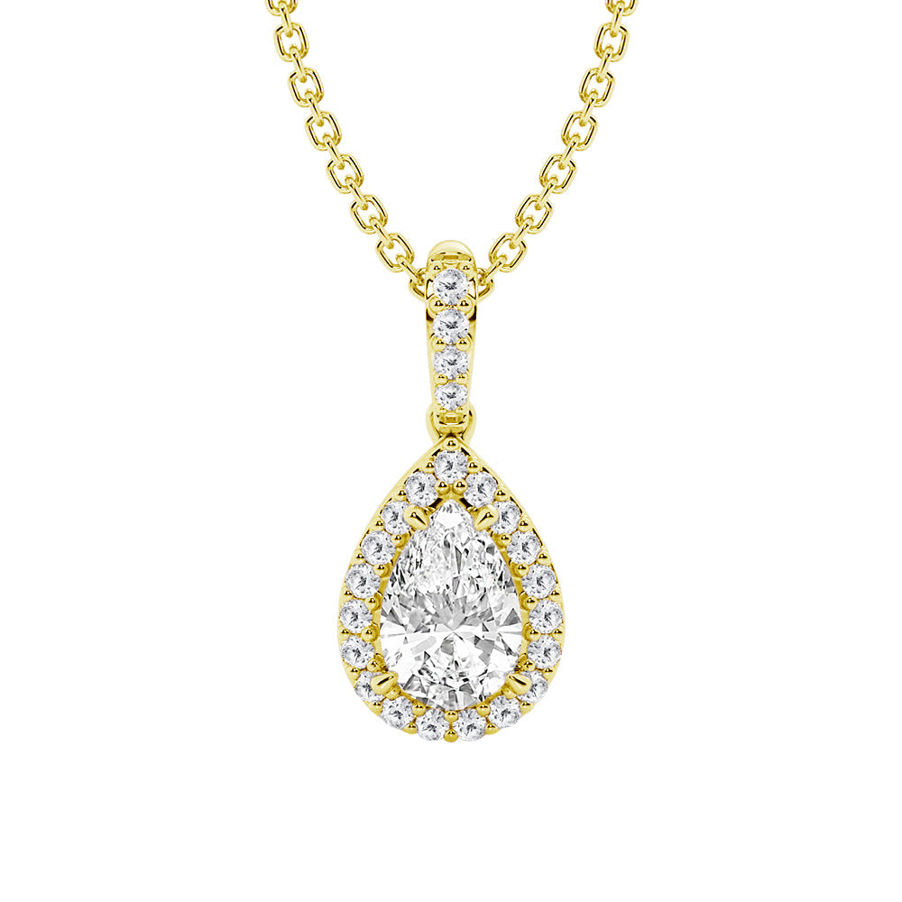 Pear Shape Moissanite Halo Necklace