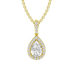 Pear Shape Moissanite Halo Necklace