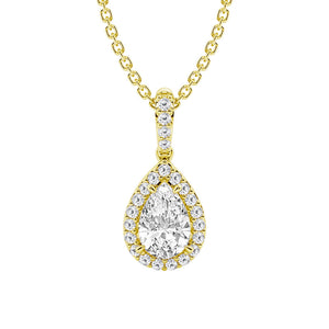 Pear Shape Moissanite Halo Necklace