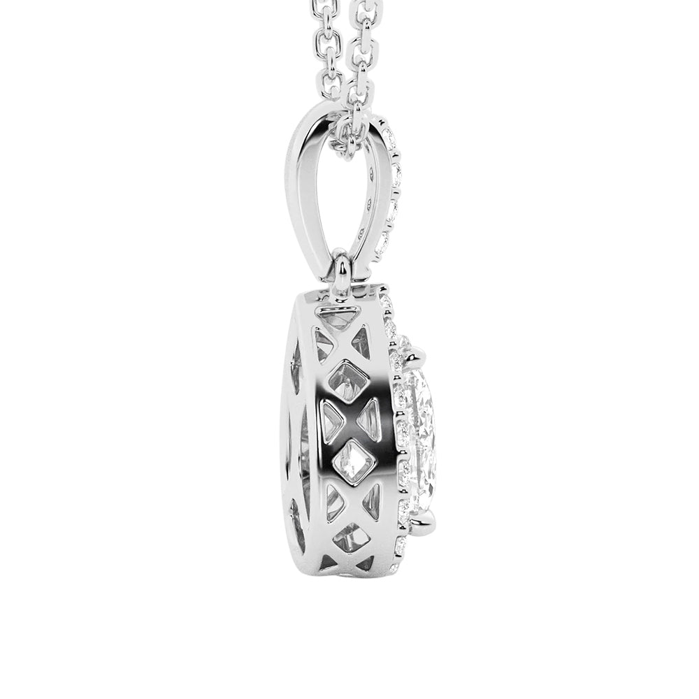 Pear Shape Moissanite Halo Necklace