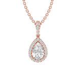 Pear Shape Moissanite Halo Necklace