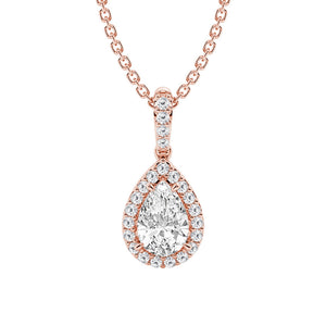 Pear Shape Moissanite Halo Necklace