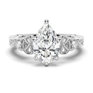 Pear Shaped Celtic Knots Moissanite Engagement Ring