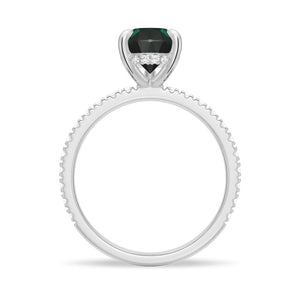 Pear-Shaped Emerald Engagement Ring With Hidden Halo