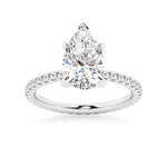 Pear Shaped Moissanite Engagement Ring With Eternity Pave Band