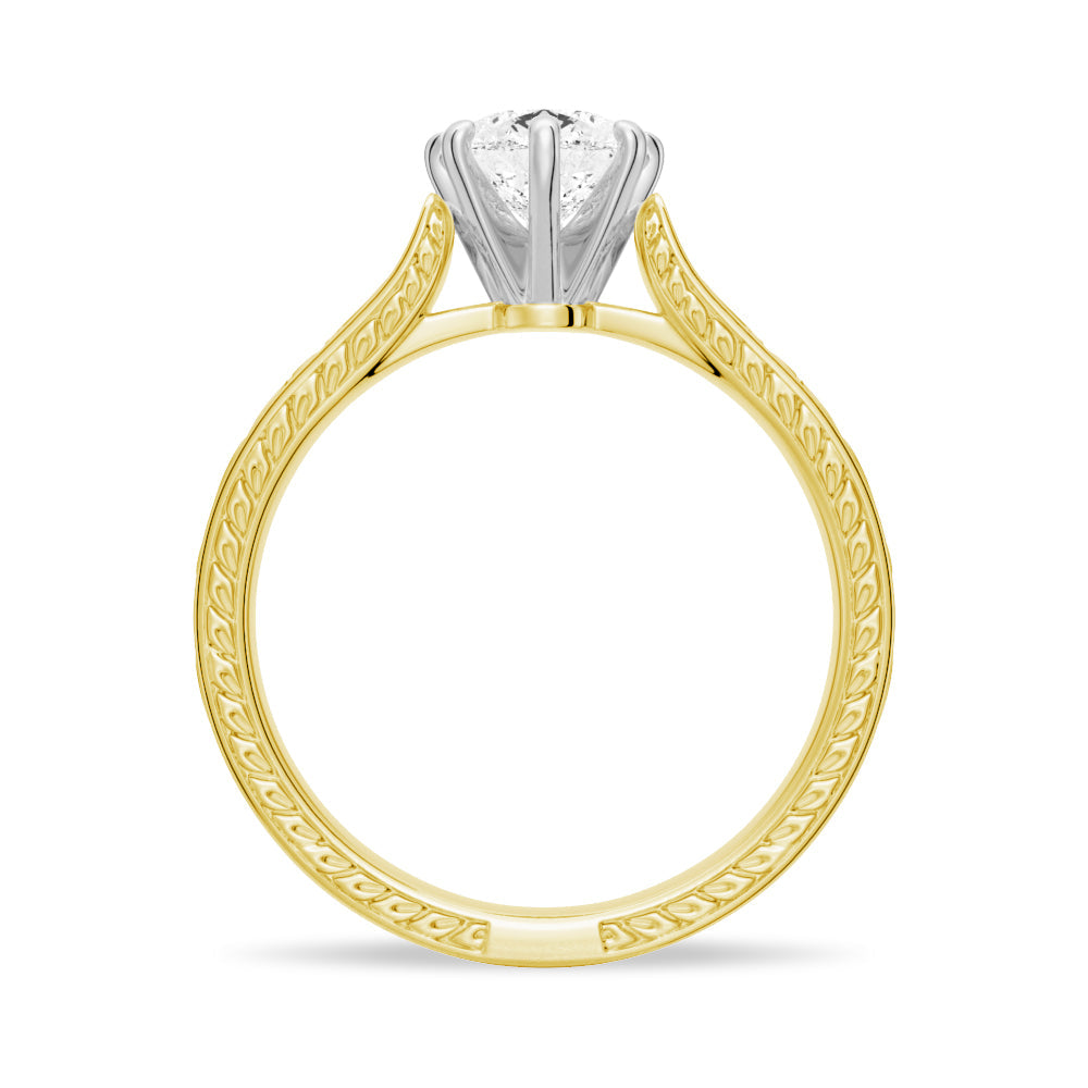 Pear Shaped Moissanite Engagement Ring With Milgrain Edges