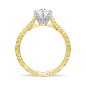 Pear Shaped Moissanite Engagement Ring With Milgrain Edges