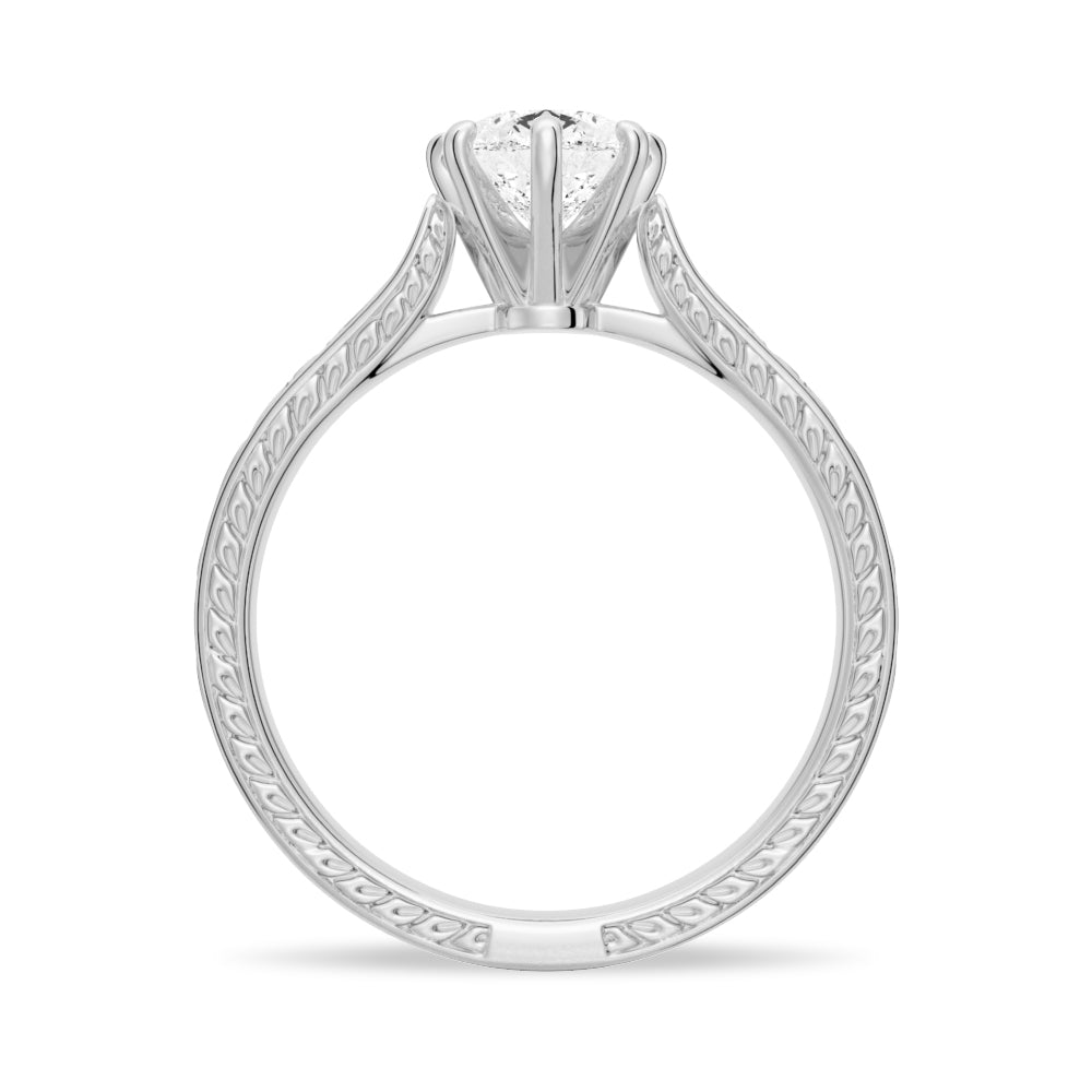 Pear Shaped Moissanite Engagement Ring With Milgrain Edges