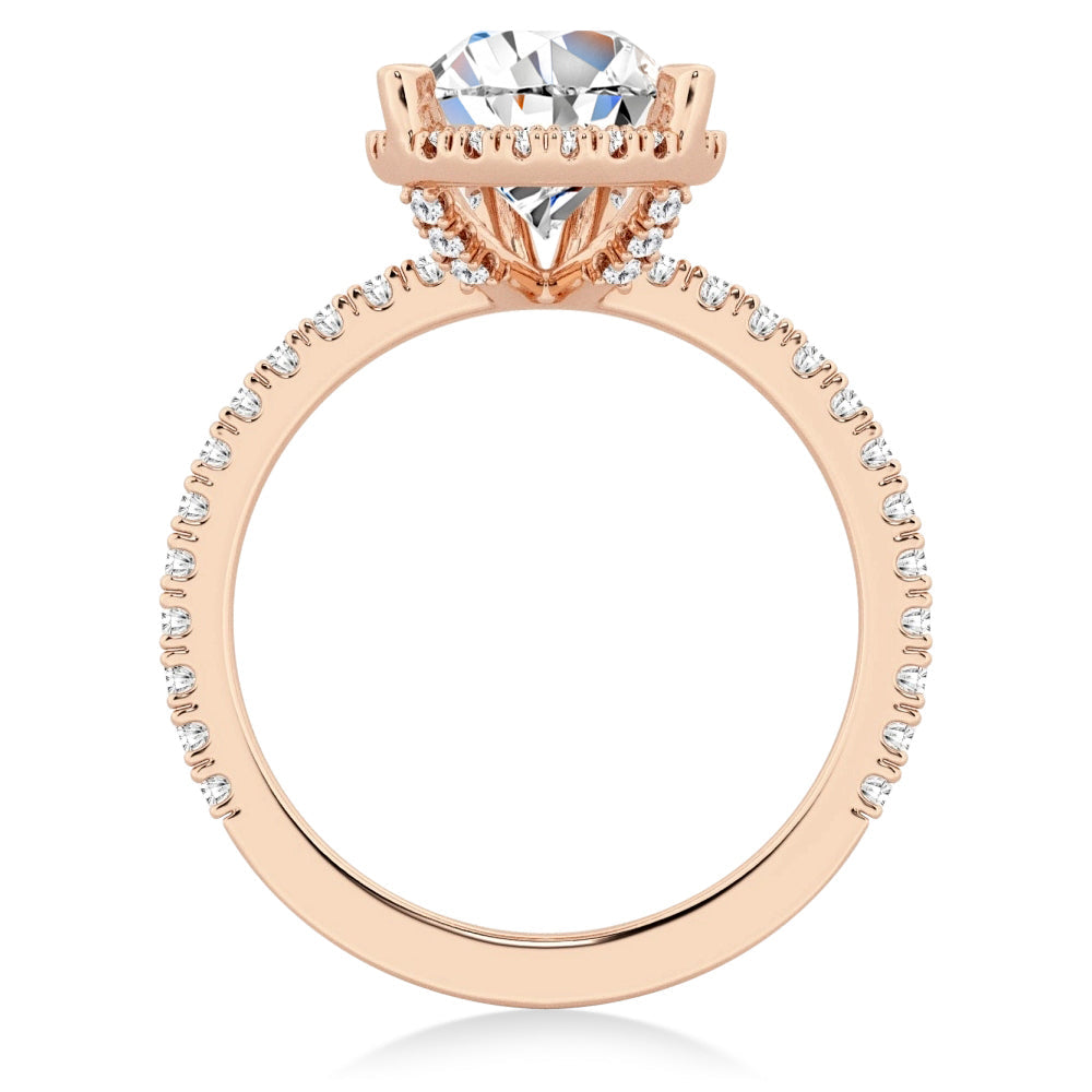 Pear Shaped Moissanite Engagement Ring with Hidden Halo