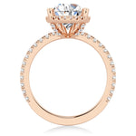 Pear Shaped Moissanite Engagement Ring with Hidden Halo