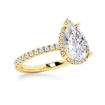 Pear Shaped Moissanite Engagement Ring with Hidden Halo